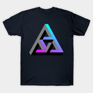 Even more impossible triangle with magenta to cyan gradient T-Shirt